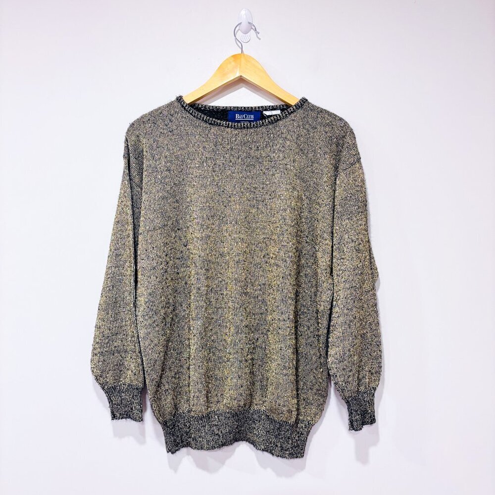 BAY CLUB – Vintage metallic knit sweater |‎ Shimmery gold tone | Medium *
